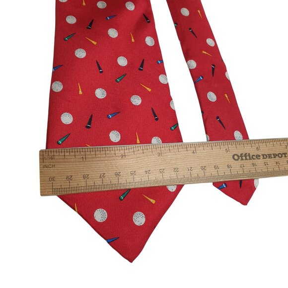 Vintage Alynn Necktie Red Golf Balls Tees Pattern 100 Silk Men Neckwear Dad Gift - Picture 4 of 6
